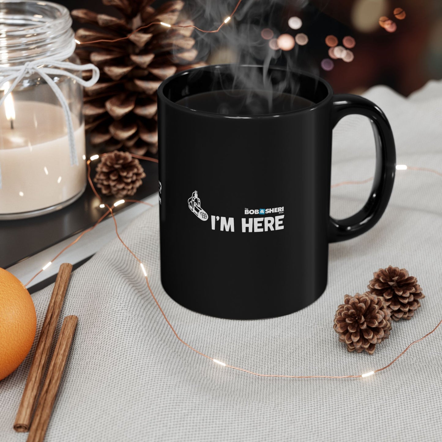 Doc, are you there? Black coffee mug